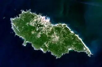 A satellite image of the island