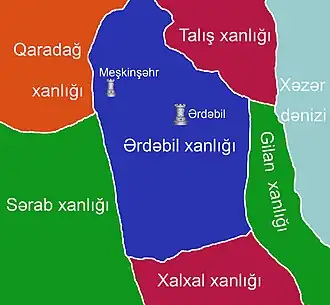Khanate of Ardabil with the borders