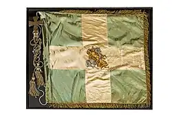 The Greek military flag used during the Victory Parade in Arc de Triomphe.