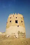 A photo of the tower of Darin Castle after cracks appeared on it.