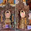 Different angles of Phra Lak Lae, a hollow-face Buddharupa in Wat Hiranyawat&nbsp;[th], Thailand