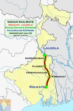 (Kolkata Sealdah–Lalgola) Bhagirathi Express route map