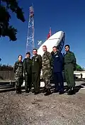 U.S. and Turkish airmen pose for a group photo during the Defense and Economic Cooperation Agreement inspection at Incirlik Air Base