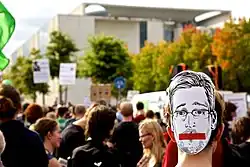 Image 26Protesters in support of American whistleblower Edward Snowden, Berlin, Germany, 30 August 2014 (from Political corruption)