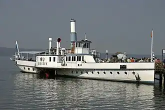 Paddle Steamer Diessen on the lake