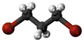 Ball and stick model of 1,3-dibromopropane