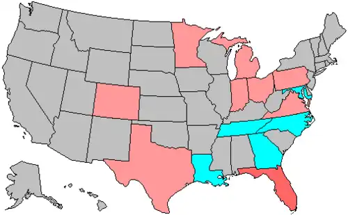 Summary of party change of U.S. House seats in the 2002 House election &nbsp;&nbsp;6+ Republican gain &nbsp;&nbsp;6+ Democratic gain &nbsp;&nbsp;3–5 Republican gain &nbsp;&nbsp;3–5 Democratic gain &nbsp;&nbsp;1–2 Republican gain &nbsp;&nbsp;1–2 Democratic gain &nbsp;&nbsp;no net change