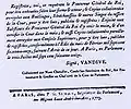 Printed letter patent of the King, signed Vandive