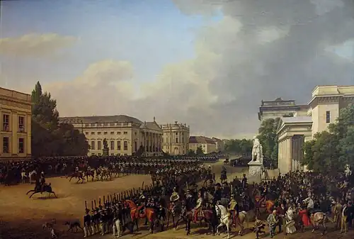 Parade in the Opernplatz in Berlin , 1830
