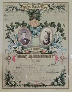 A Michigan marriage certificate, issued 1883.