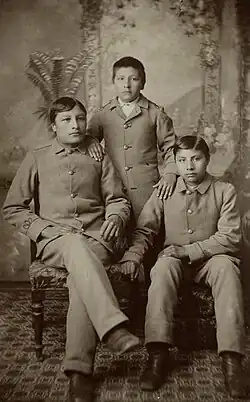 Wounded Yellow Robe, Henry Standing Bear, and Chauncey Yellow Robe in 1892