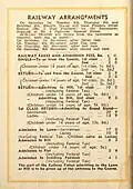 Back cover showing railway arrangements and charges at the entrance gates