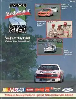 The 1988 The Budweiser at The Glen program cover, featuring Alan Kulwicki.