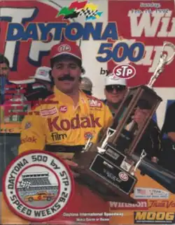 The 1992 Daytona 500 program cover, featuring Ernie Irvan.