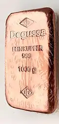 A one kilogram ingot of copper