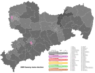 2009 Saxony state election, Black is CDU, Pink is Left