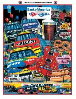 The 2011 Bank of America 500 program cover, featuring an Oktoberfest style party. Artwork by Sam Bass. The painting is called "Octoberfast!"