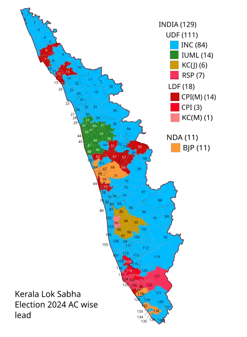 2024 Kerala Lok Sabha Elections Assembly Wise Map