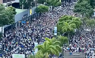 Venezuelans taking to the streets to protest the 2024 presidential election results in Caracas, 3 August 2024.