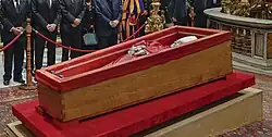 The pope's body lying in state