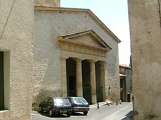The 19th-century neo-classical fronted temple