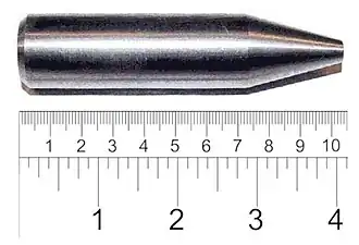 The DU penetrator of a 30×173 mm round used in the GAU-8