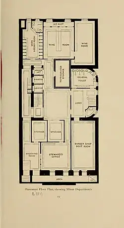 Original basement floor plan of the Engineers' Club