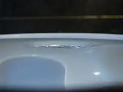 An aluminium coin floats on the surface of the water at 10&nbsp;°C. Any extra weight would drop the coin to the bottom.