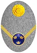 Hat badge (Mössmärke m/1914) for a second lieutenant in the army on fur hat (pälsmössa m/1909-14)