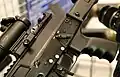 The ambidextrous fire selector, push-button magazine release and ejection port of the first prototype design of the AK-12