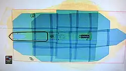 X-ray image of 6B2 body armor. Titanium plates can clearly be seen