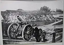 A 9-inch mortar being transported.