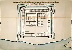 Map of the Dutch fortifications of Padang