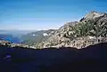 Donner Lake (left) and Donner Peak (right)