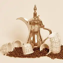 A dallah is a traditional Arabic coffee pot for serving Arabian coffee. It is a symbol of the Emirati culture, featuring on the United Arab Emirates dirham coin.