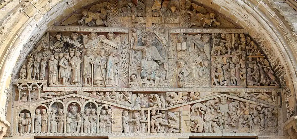 Romanesque&nbsp;– Last Judgement tympanum, Abbey Church of Sainte-Foy, Conques, France, early 12th century[23]