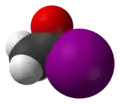 Spacefill model of acetyl iodide