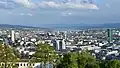 Location of the Swissmill Tower in the upper Limmat Valley as seen from Käferberg