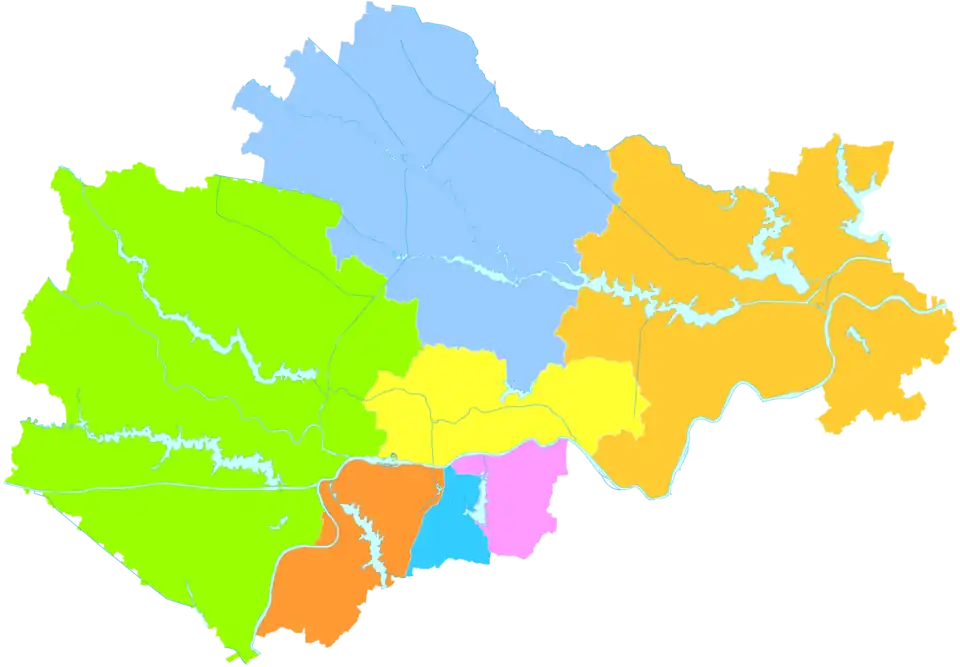 Wuhe is the easternmost division in this map of Bengbu