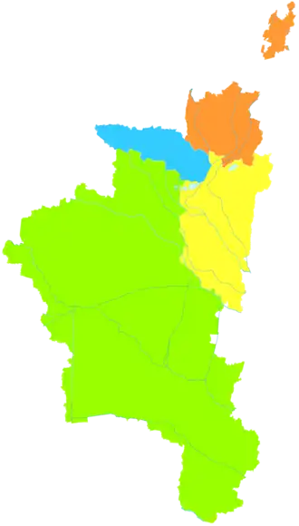 Suixi is the southernmost, largest division in this map of Huaibei
