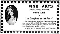Black and white magazine advertisement showing an inset photo of a young woman