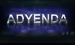 An image with a blue and black background. The show title is displayed on the center of the image.