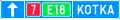 Advance direction sign (above the lane; type B)