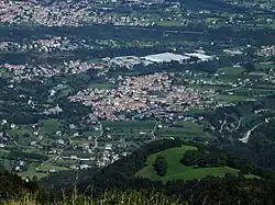 Alano di Piave (centre) and Quero (top left corner), viewed from the west