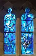 Window 2, deep blue with crescent moon