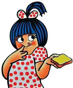 Picture of the mascot 'Amul Girl'.