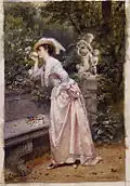 Elegant lady smelling roses