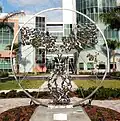 "Angel of the West" symbolic sculpture of Antibody referring to Vitruvian Man
