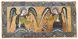 Late 12th century Limoges enamel plaque of angels with censers from Keir Collection, now in the Metropolitan Museum of Art