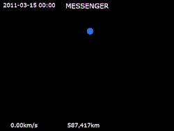 Animation of MESSENGER's trajectory around Mercury from March 15, 2011, to December 30, 2014 MESSENGER · Mercury